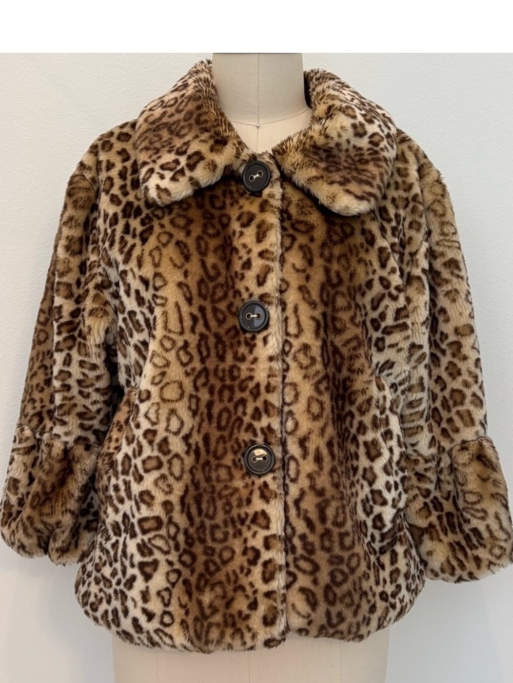 Luii Leopard Faux Fur Jacket Mobwife Classic 3/4 Sleeve Timeless XL